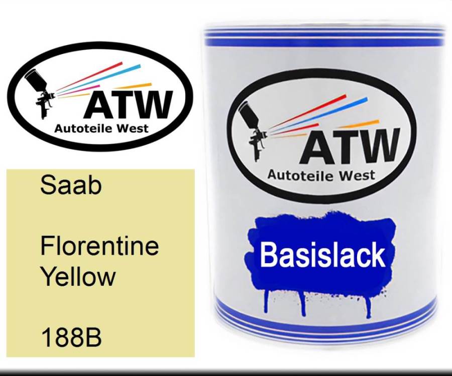 Saab, Florentine Yellow, 188B: 1L Lackdose, von ATW Autoteile West.